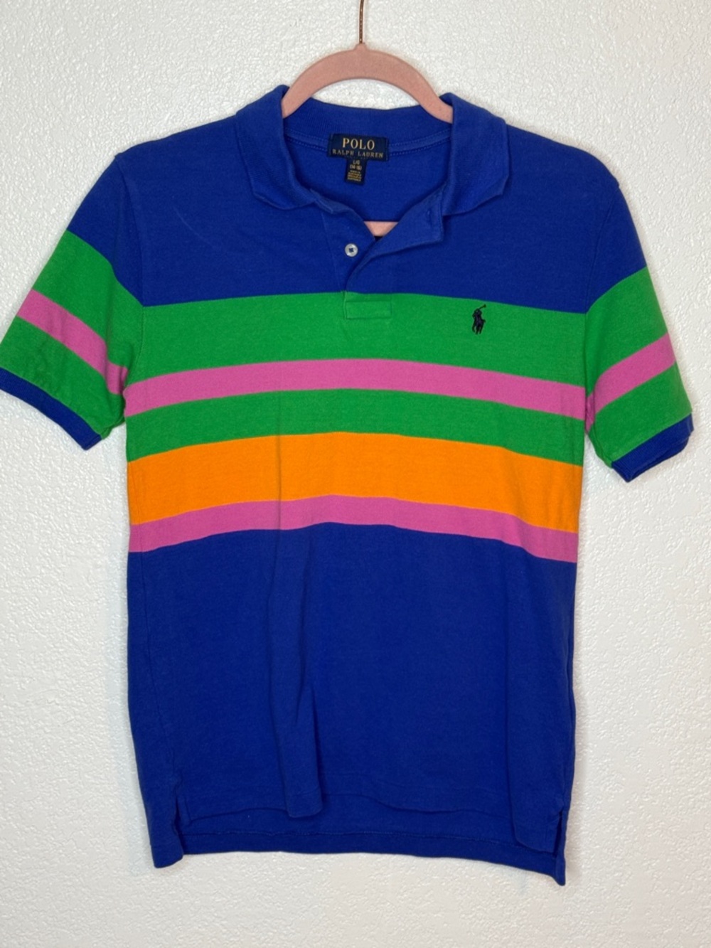 Polo Ralph Lauren Color-block Stripe Polo Spring Summer Old Money Size Large Kid
